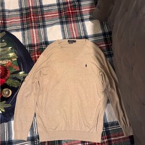 Polo by Ralph Lauren Men's Tan V-Neck Sweater